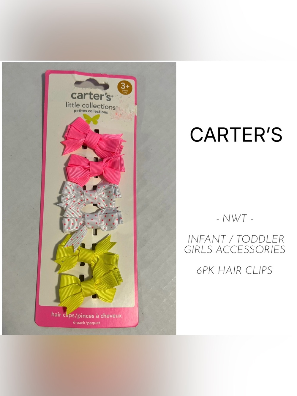 CARTER’S - NWT - INFANT / TODDLER GIRLS 6PK HAIR CLIPS